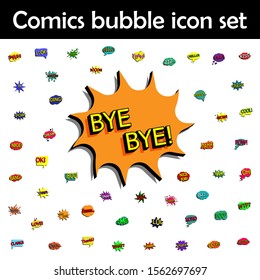 Comic speech bubble with expression text bye bye icon. Comic icons universal set for web and mobile