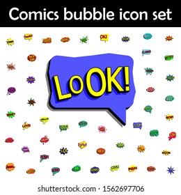 Comic speech bubble with expression text look icon. Comic icons universal set for web and mobile