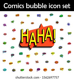Comic speech bubble with expression text haha icon. Comic icons universal set for web and mobile
