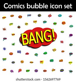 Comic speech bubble with expression text bang icon. Comic icons universal set for web and mobile