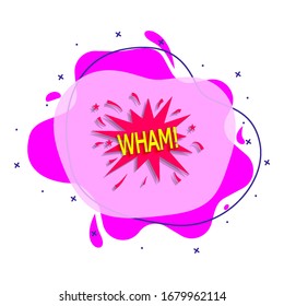 Comic speech bubble with expression text wham liquid baddge icon. Simple color vector of people around the world icons for ui and ux, website or mobile application