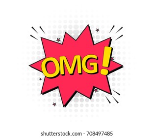 Comic speech bubble with expression text OMG. Omg label icon
