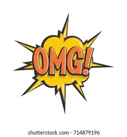 Comic speech bubble with expression text OMG. Vector bright dynamic cartoon illustration Comic speech bubble in color style isolated on white background. Comic bubble element for game and cartoon