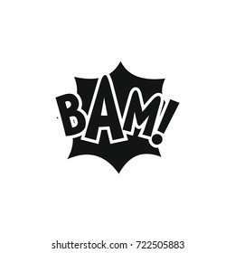 Comic Speech Bubble With Expression Text BAM. Comic Speech Bubble Black Simple Silhouette Vector Illustration For Games, Cartoon, Animation And Web