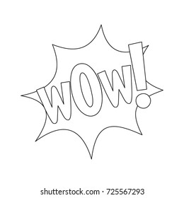 Comic speech bubble with expression text WOW. Comic speech bubble outline vector illustration for games, cartoon, animation and web
