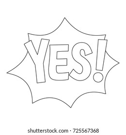 Comic speech bubble with expression text YES. Comic speech bubble outline vector illustration for games, cartoon, animation and web