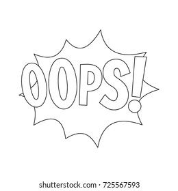 Comic speech bubble with expression text OOPS. Comic speech bubble outline vector illustration for games, cartoon, animation and web