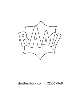 Comic Speech Bubble With Expression Text BAM. Comic Speech Bubble Outline Vector Illustration For Games, Cartoon, Animation And Web