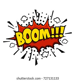 Comic speech bubble with expression text. Boom. Vector speech bubble icon isolated on white background