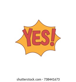 Comic speech bubble with expression text YES. Comic speech bubble color cartoon vector illustration for games, cartoon, animation and web