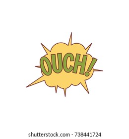 Comic speech bubble with expression text OUCH. Comic speech bubble color cartoon vector illustration for games, cartoon, animation and web