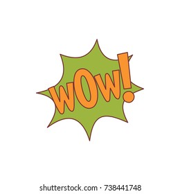 Comic speech bubble with expression text WOW. Comic speech bubble color cartoon vector illustration for games, cartoon, animation and web