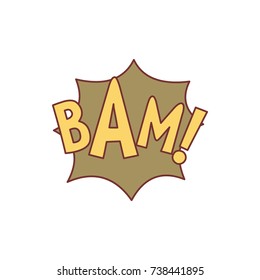 Comic Speech Bubble With Expression Text BAM. Comic Speech Bubble Color Cartoon Vector Illustration For Games, Cartoon, Animation And Web