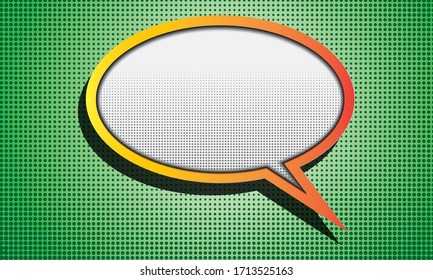 comic speech bubble, grren halftone backgound