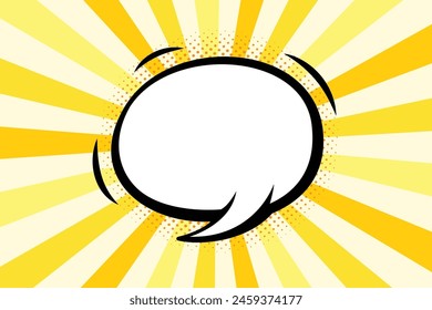 Comic speech bubble with halftone shadow, pop art style.