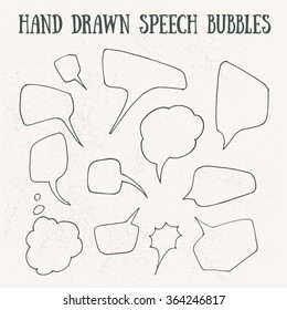 Comic speech bubble hand drawn on vintage background. Vector illustration.