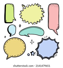 Comic speech bubble hand-drawn sketch in doodle style Vector bubble chat, message element.