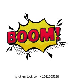 Comic speech bubble illustration. Boom sign in comic style. 