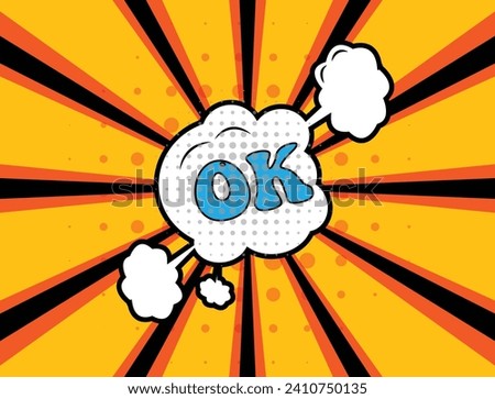 Comic speech bubble illustration. Ok sign in comic style. Vector Illustration.