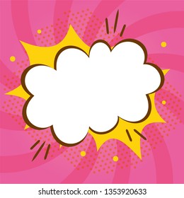 Comic speech bubble illustration with sunshine background