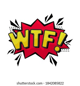 Comic speech bubble illustration. WTF sign in comic style. 