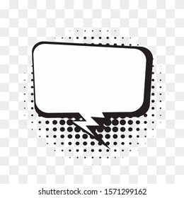 Comic speech bubble isolated on halftone dots background in pop art style. Vector illustration
