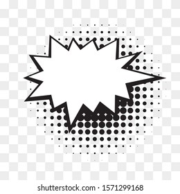 Comic speech bubble isolated on halftone dots background in retro pop art style. Vector illustration