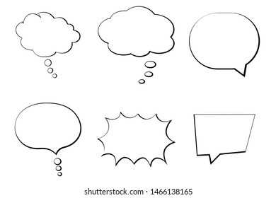 Conjunto de iconos vectoriales aislados de la burbuja de habla cómica. Colección de iconos de etiquetas de voz de burbuja de dibujos animados. Diseño de voz de burbuja de nube para texto, charla, mensaje, diálogo. Pancarta de texto de la burbuja de globos