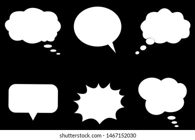 Comic speech bubble isolated sticker vector icon set. Cartoon bubble speech tag icons collection. Cloud bubble speech design for text, talk, message, dialogue. Balloon bubble speech textbox banner