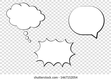 Comic speech bubble isolated sticker vector icon set. Cartoon bubble speech tag icons collection. Cloud bubble speech design for text, talk, message, dialogue. Balloon bubble speech textbox banner