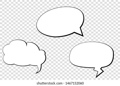 Comic speech bubble isolated sticker vector icon set. Cartoon bubble speech tag icons collection. Cloud bubble speech design for text, talk, message, dialogue. Balloon bubble speech textbox banner