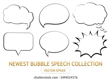 Comic speech bubble isolated sticker vector icon set. Empty tag cartoon text cloud design element collection for speak, thought, talk, fact, message, dialogue. Balloon box banner textbox with space