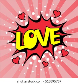 Comic Speech Bubble. Love cartoon explosion. Falling in love. Vector illustration.