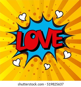 Comic Speech Bubble. Love cartoon explosion. Falling in love. Vector illustration.