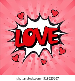 Comic Speech Bubble. Love cartoon explosion. Falling in love. Vector illustration.