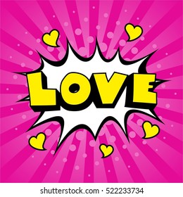Comic Speech Bubble. Love cartoon explosion. Falling in love. Vector illustration.