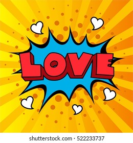 Comic Speech Bubble. Love cartoon explosion. Falling in love. Vector illustration.