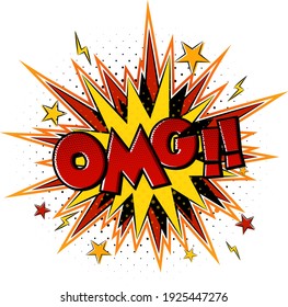 Comic speech bubble with omg text illustration