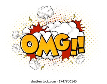 Comic speech bubble with omg text illustration
