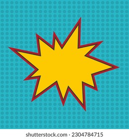 Comic speech bubble on dot background, pop art template, vector illustration.