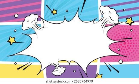 Comic Speech Bubble on Pop Art Background