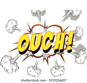 Comic speech bubble with ouch text illustration