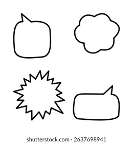 Comic Speech Bubble Outline Pack, Blank Text Balloons for Design.