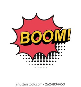Bolha de fala em quadrinhos com a frase Boom