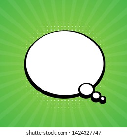 Comic speech bubble. Retro burst background in pop style. Vector stock illustration.