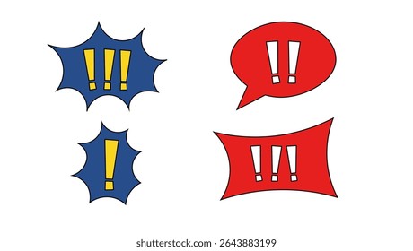 comic speech bubble set exclamation mark symbol