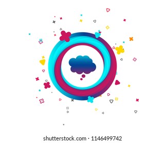 Comic speech bubble sign icon. Chat think symbol. Colorful button with icon. Geometric elements. Vector