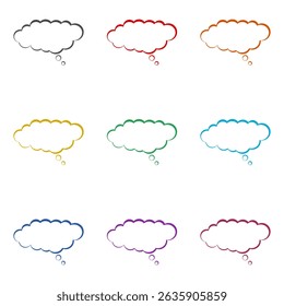 Icono de la burbuja del discurso del cómic aislado en el fondo blanco. Establecer iconos de colores