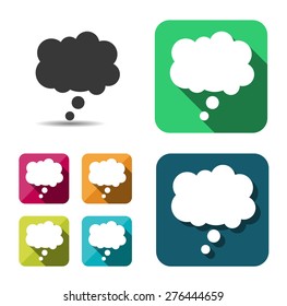 Comic speech bubble sign icon. Chat think symbol. Flat button with shadow. website navigation. Vector.