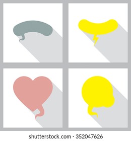 Comic speech bubble sign icon. Shaped flat button with shadow. Modern UI website navigation. Chat think symbol. Vector